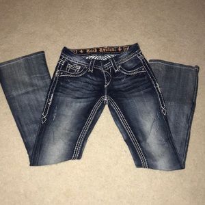 Rock revival jeans dark wash, no distressing